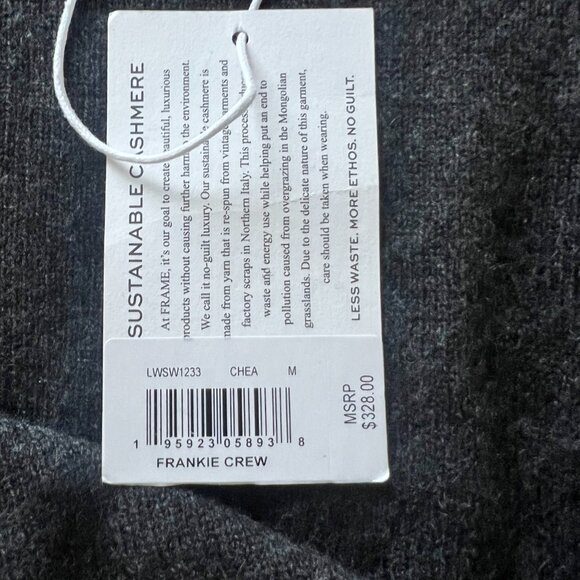 Frame Cashmere Ruched Short Puff Sleeve Sweater Dark Grey M - Picture 12 of 12